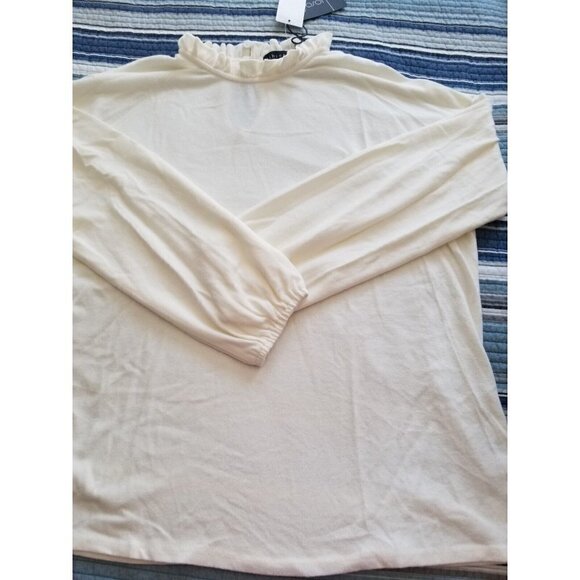 Gibson Look Ivory Soft Knit Mock Neck Long Balloon Sleeve Sweater Womens Size M - Picture 1 of 5